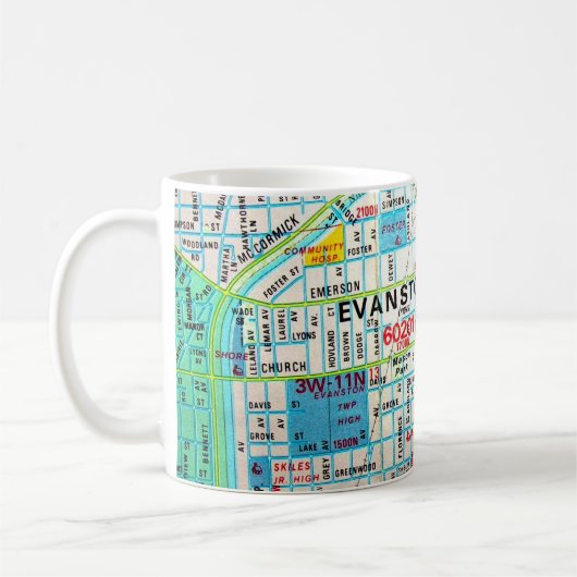 EVANSTON, Vintage Karte IL Kaffeetasse (Links)