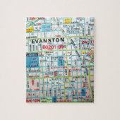 EVANSTON, Vintage Karte IL Puzzle (Vertikal)