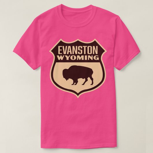 Evanston Wyoming Retro Buffalo Shield Brown T-Shirt (Design vorne)