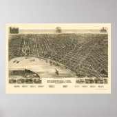 Evansville, IN Panorama-Karte - 1888 Poster (Vorne)