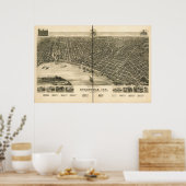 Evansville Indiana 1888 Antike Panoramakarte Poster (Küche)