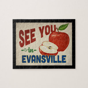 Evansville Indiana Apfel - Vintage Reise Puzzle