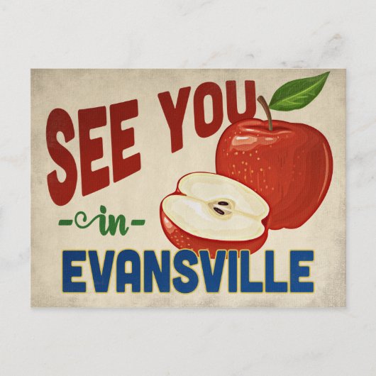 Evansville Indiana Apple - Vintage Travel Postkarte (Vorderseite)