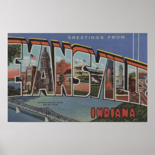 Evansville, Indiana - Große Buchstabenszenen Poster