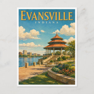 Evansville Indiana Riverfront Pagoda GeoSaga Postkarte