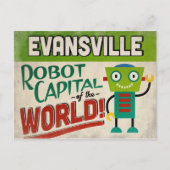Evansville Indiana Robot - Funny Vintag Postkarte (Vorderseite)