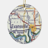 Evansville Indiana Vintage Karte Keramik Ornament (Links)