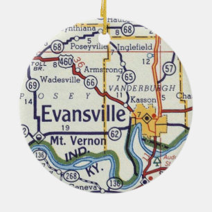 Evansville Indiana Vintage Karte Keramik Ornament