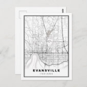 Evansville Map Postkarte (Vorne/Hinten)