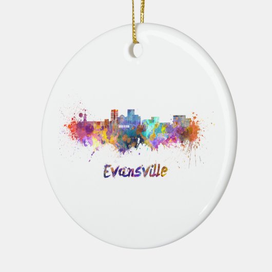 Evansville skyline im Watercolor Keramik Ornament (Links)