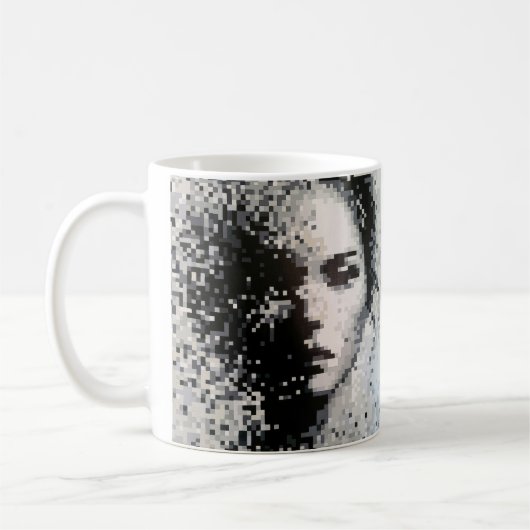 Évaporation Portrait chic pixel art noir et blanc Kaffeetasse (Links)