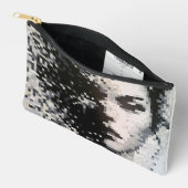 Évaporation Portrait Pixel Art Noir et Blanc Zubehörtasche (Offen)