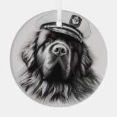 Eva's Captain Newfundland Dog Circle Ornament Aus Glas (Rückseite)