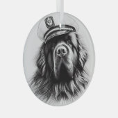 Eva's Captain Newfundland Dog Circle Ornament Aus Glas (Vorderseite Rechts)