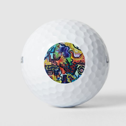 Eva's Garden-Hand bemalt Moderne Kunst Golfball (Vorderseite)