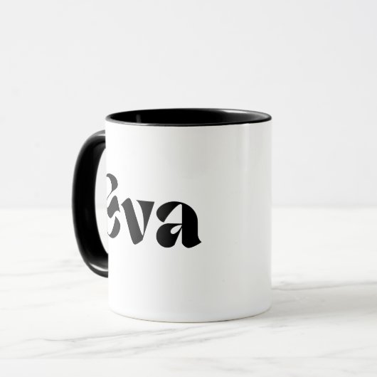 "EVA's Sip of Joy - 'EVA' gedruckte Tasse (Vorderseite Links)