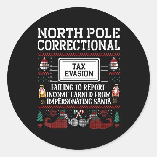 Evasion - Elf Familienweihnachtsmatte Vater Onkel Runder Aufkleber (Vorderseite)