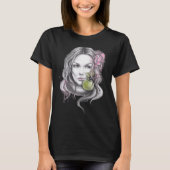 Eve and Apple Frauenportrait Snake Zeichnend Kunst T-Shirt (Vorderseite)