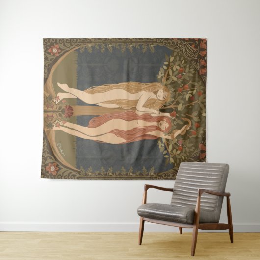 Eve and Lilith Tapestry Wandteppich (Beispiel (Horizontal))