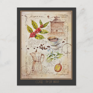 EVE bemalt Kaffee botanische Illustration Postkarte