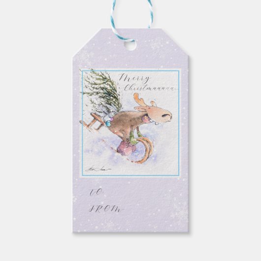 EVE bemalt Weihnachtsbaum Rentier und sonnig Geschenkanhänger (Vorderseite)