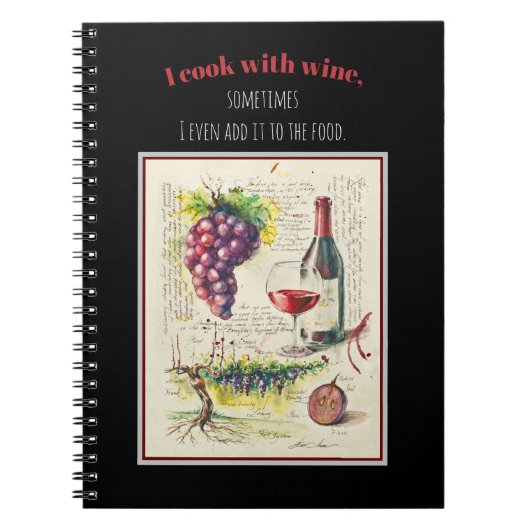EVE Gemalte Illustration von Rotem Wein und Zitat Notizblock (Vorderseite)