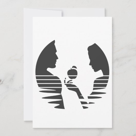 Eve gibt einen Apfel an Adam, schwarze Version 1/3 Dankeskarte (Vorderseite)
