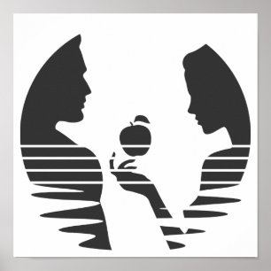 Eve gibt einen Apfel an Adam, schwarze Version 1/3 Poster