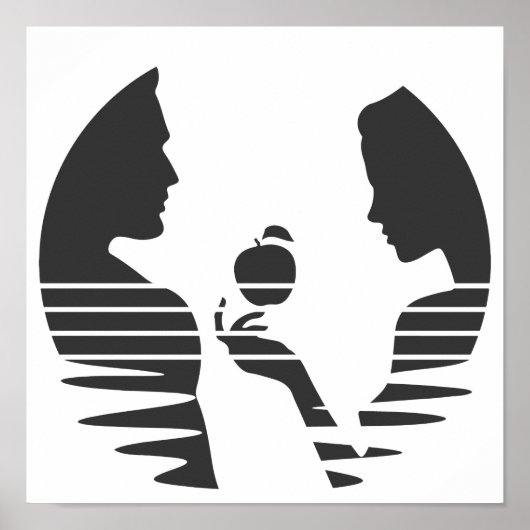 Eve gibt einen Apfel an Adam, schwarze Version 1/3 Poster (Vorne)
