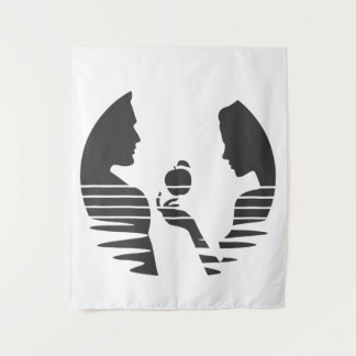 Eve gibt einen Apfel an Adam, schwarze Version 1/3 Wandteppich
