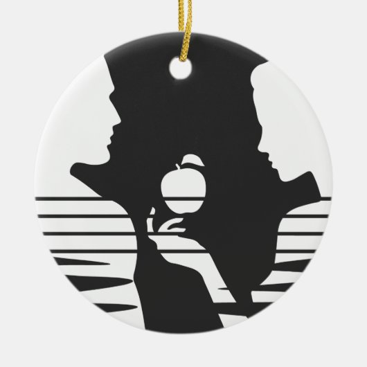 Eve Hand an Adam, Weiße Version 2/3 Keramik Ornament (Vorne)