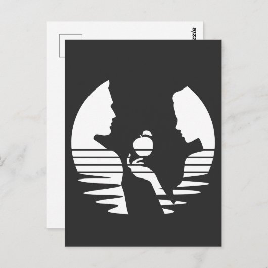 Eve Hand an Adam, Weiße Version 2/3 Postkarte (Vorne/Hinten)