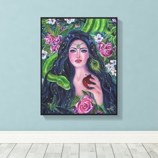 Eve im Garten Eden Python Apfel von Renee Leinwanddruck (Insitu (Holzboden))