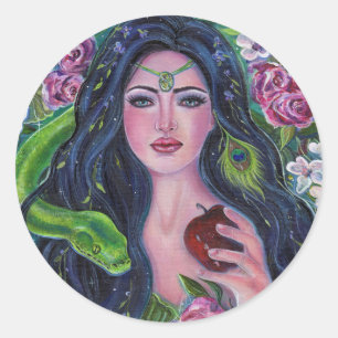 Eve im Garten Eden Python Apfel von Renee Runder Aufkleber