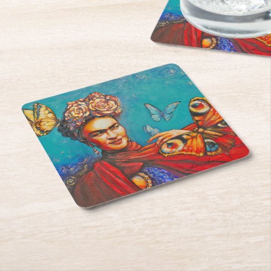 Eve Painted Frida Rechteckiger Pappuntersetzer (angewinkelt)