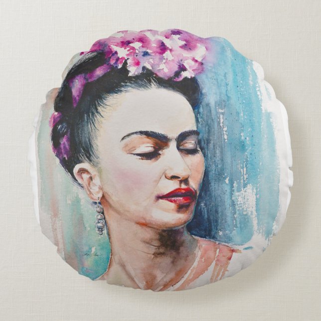 Eve Painted Frida Rundes Kissen (Vorderseite)