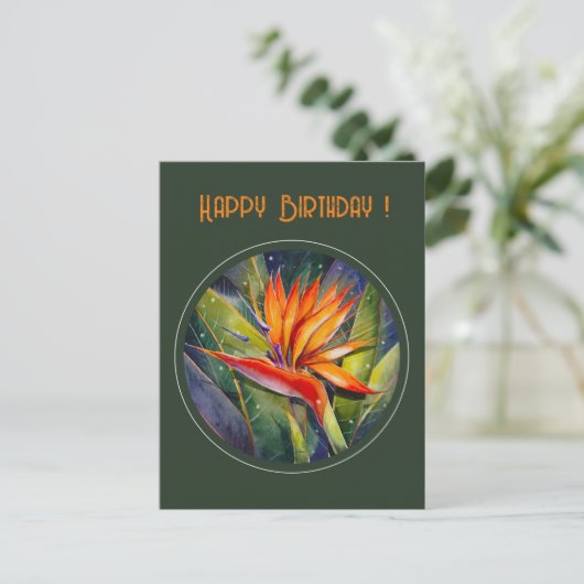 EVE Painted Strelizia Blume Postkarte (Stehend Vorderseite)