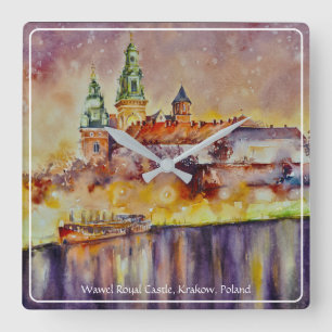 EVE Painted Wawel, Krakow, Poland Quadratische Wanduhr