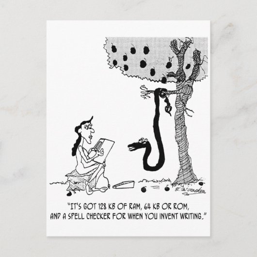 Eve und Computer Postkarte (Vorderseite)