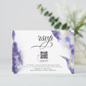 Evelyn Amethyst Watercolor Geode BarefootBride™ RSVP Karte (Stehend Vorderseite)