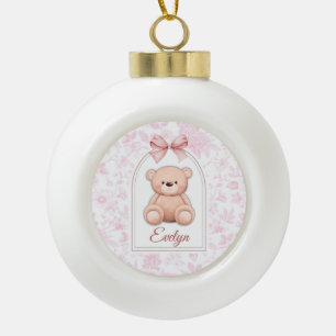Evelyn Benutzerdefiniertes rosa Teddy-Bär-Kinder Keramik Kugel-Ornament