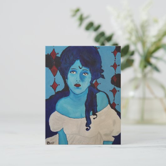 Evelyn Blue Postkarte (Stehend Vorderseite)