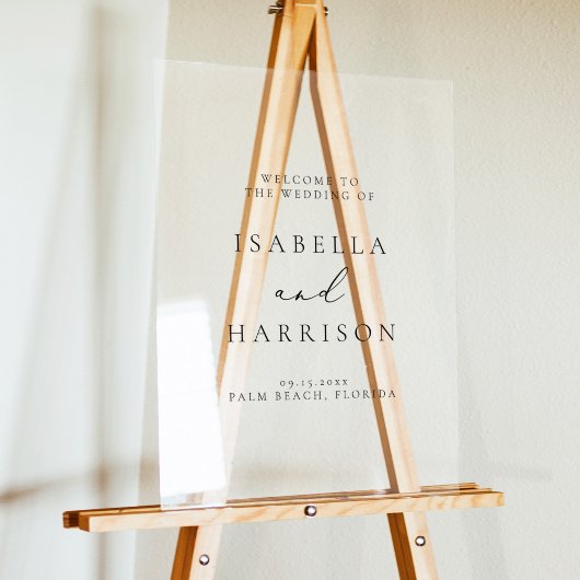 EVELYN Elegant Calligraphy Modern Wedding Willkomm Acrylschild
