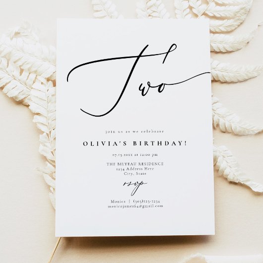 EVELYN Elegant Calligraphy Script 2. Birthday Inv Einladung