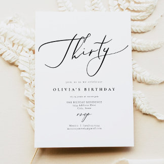 EVELYN Elegant Calligraphy Script 30. Geburtstag Einladung