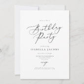EVELYN Elegant Calligraphy Script Birthday Invitat Einladung (Vorderseite)