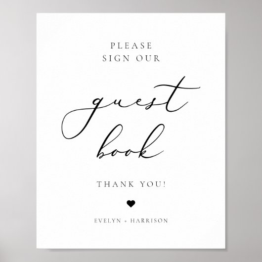 EVELYN Elegant Sign Our Guestbook Wedding Poster (Vorne)