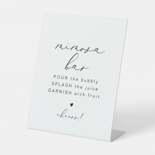 EVELYN Elegante Calligraphy Mimosa Bar Sign Sockelschild (Vorderseite)