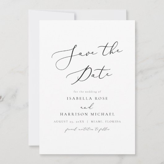 EVELYN Elegante Kalligrafie-Skript Save the Date Einladung (Vorderseite)