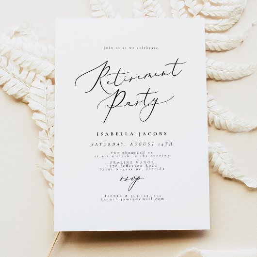EVELYN Elegantes Kalligrafie Script Retirement Par Einladung